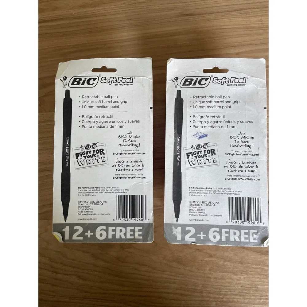 2 BIC Soft Feel Retractable Multi Color 18 Pack Ballpoint Pens 1.0mm Missing 1